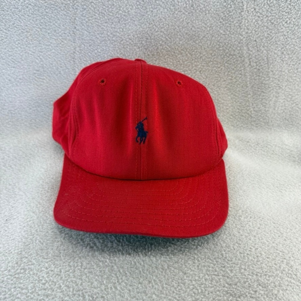 Vintage Ralph Lauren Snapback Hat Adult One Size Red made In USA Polo RLC 90s